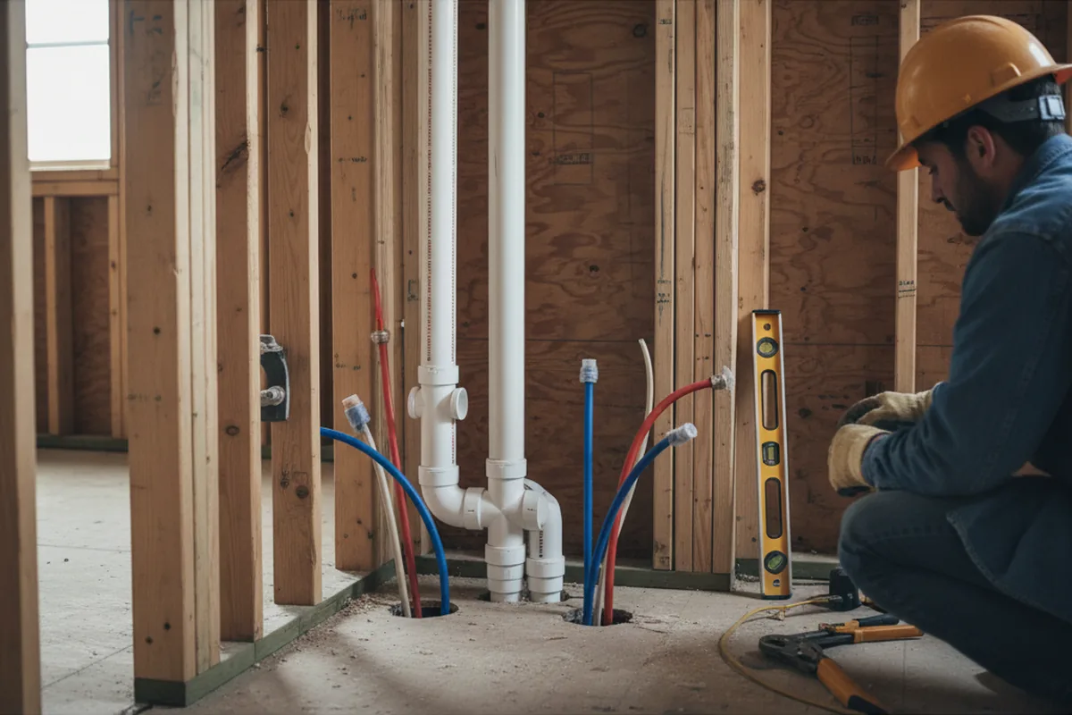 Drain and supply rough-in during Drain Cleaning in River Forest